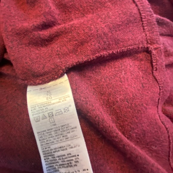 Burgundy color scoop neck long sleeve dress - Picture 4 of 4